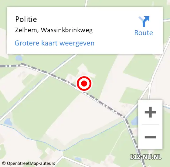 Locatie op kaart van de 112 melding: Politie Zelhem, Wassinkbrinkweg op 26 september 2024 17:45