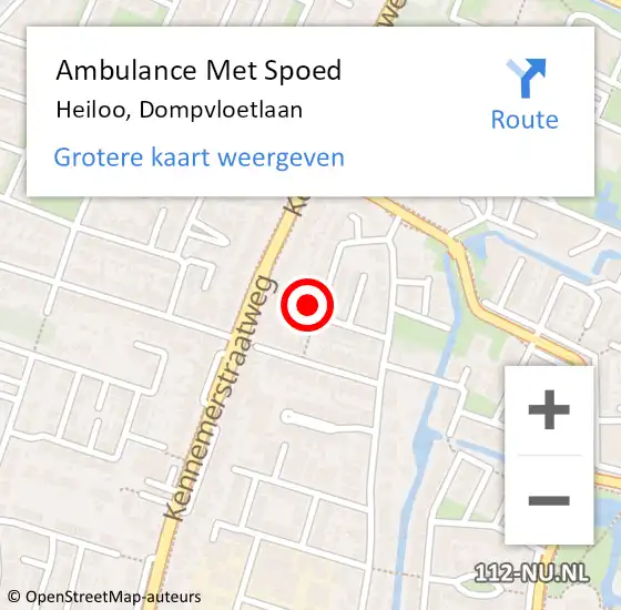 Locatie op kaart van de 112 melding: Ambulance Met Spoed Naar Heiloo, Dompvloetlaan op 26 september 2024 17:46