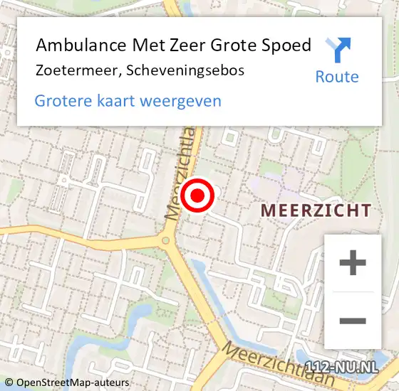 Locatie op kaart van de 112 melding: Ambulance Met Zeer Grote Spoed Naar Zoetermeer, Scheveningsebos op 26 september 2024 17:52