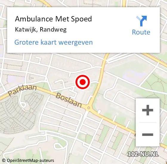 Locatie op kaart van de 112 melding: Ambulance Met Spoed Naar Katwijk, Randweg op 26 september 2024 18:04