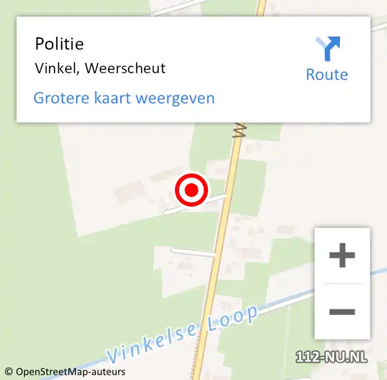 Locatie op kaart van de 112 melding: Politie Vinkel, Weerscheut op 26 september 2024 18:04