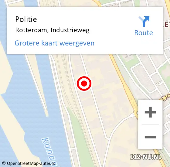 Locatie op kaart van de 112 melding: Politie Rotterdam, Industrieweg op 26 september 2024 18:09