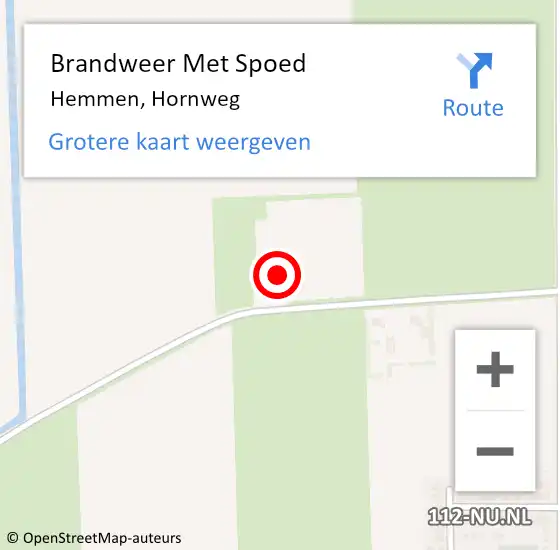 Locatie op kaart van de 112 melding: Brandweer Met Spoed Naar Hemmen, Hornweg op 26 september 2024 18:22