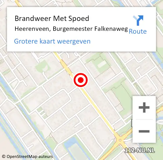 Locatie op kaart van de 112 melding: Brandweer Met Spoed Naar Heerenveen, Burgemeester Falkenaweg op 26 september 2024 18:24