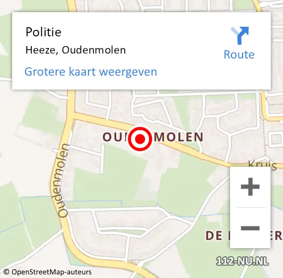 Locatie op kaart van de 112 melding: Politie Heeze, Oudenmolen op 26 september 2024 18:29