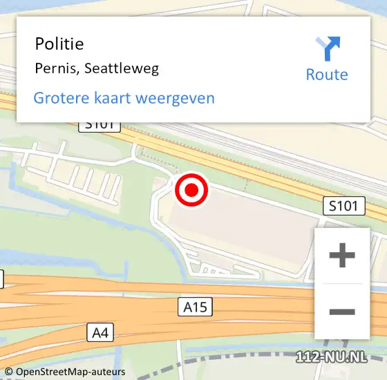 Locatie op kaart van de 112 melding: Politie Pernis, Seattleweg op 26 september 2024 18:37