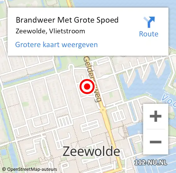 Locatie op kaart van de 112 melding: Brandweer Met Grote Spoed Naar Zeewolde, Vlietstroom op 26 september 2024 18:41