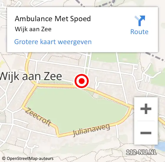 Locatie op kaart van de 112 melding: Ambulance Met Spoed Naar Wijk aan Zee op 26 september 2024 18:51