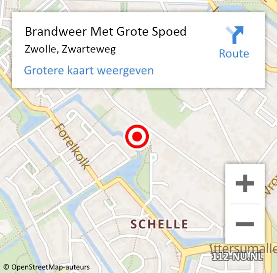 Locatie op kaart van de 112 melding: Brandweer Met Grote Spoed Naar Zwolle, Zwarteweg op 26 september 2024 18:54