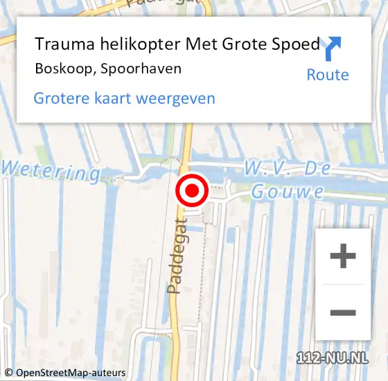 Locatie op kaart van de 112 melding: Trauma helikopter Met Grote Spoed Naar Boskoop, Spoorhaven op 26 september 2024 18:59