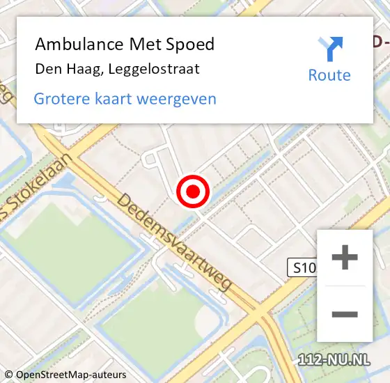 Locatie op kaart van de 112 melding: Ambulance Met Spoed Naar Den Haag, Leggelostraat op 26 september 2024 19:00