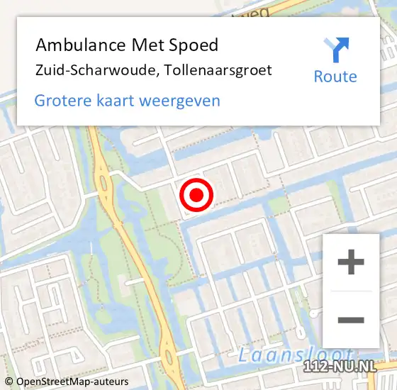 Locatie op kaart van de 112 melding: Ambulance Met Spoed Naar Zuid-Scharwoude, Tollenaarsgroet op 26 september 2024 19:05