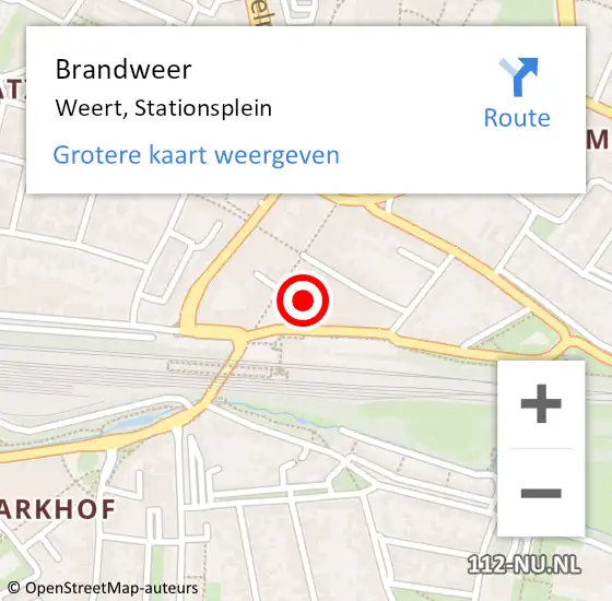 Locatie op kaart van de 112 melding: Brandweer Weert, Stationsplein op 26 september 2024 19:11