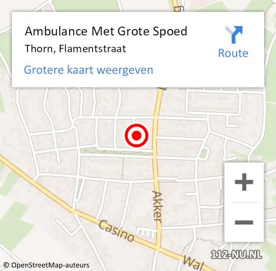 Locatie op kaart van de 112 melding: Ambulance Met Grote Spoed Naar Thorn, Flamentstraat op 26 september 2024 19:26