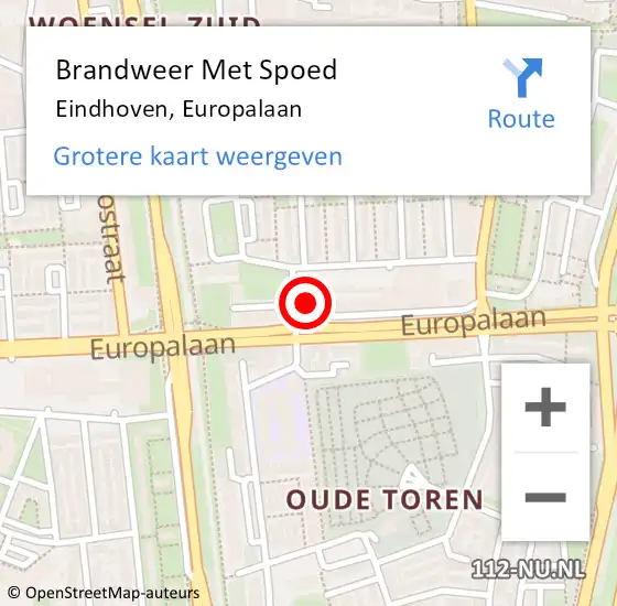 Locatie op kaart van de 112 melding: Brandweer Met Spoed Naar Eindhoven, Europalaan op 26 september 2024 19:33