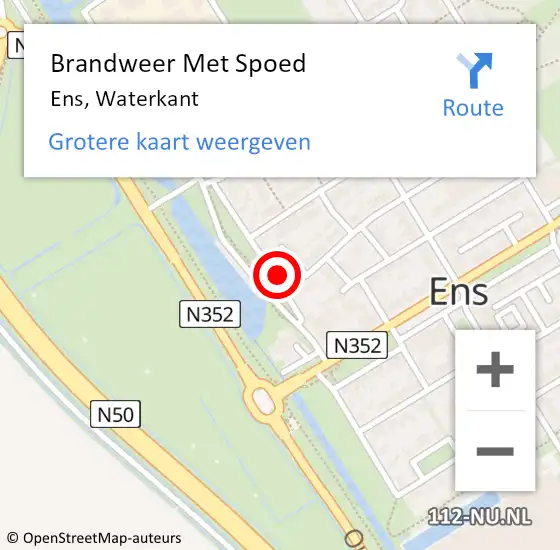 Locatie op kaart van de 112 melding: Brandweer Met Spoed Naar Ens, Waterkant op 26 september 2024 19:36