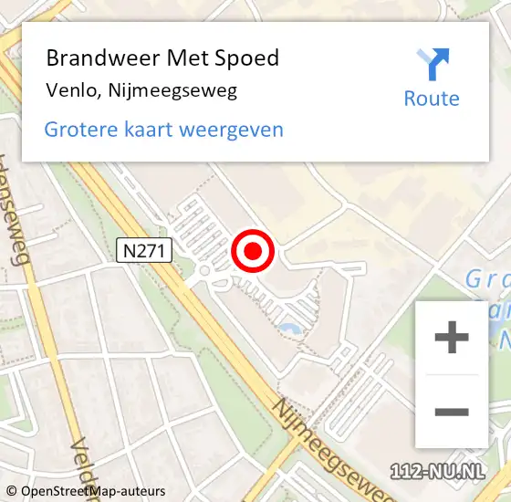 Locatie op kaart van de 112 melding: Brandweer Met Spoed Naar Venlo, Nijmeegseweg op 26 september 2024 19:44