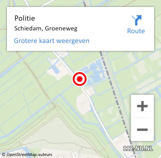 Locatie op kaart van de 112 melding: Politie Schiedam, Groeneweg op 26 september 2024 19:51