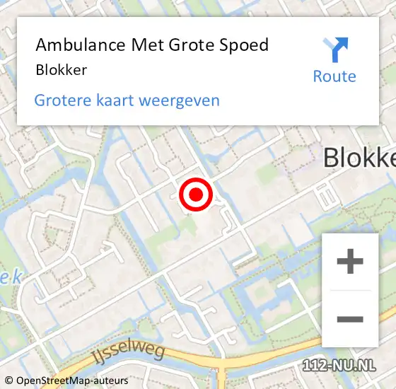 Locatie op kaart van de 112 melding: Ambulance Met Grote Spoed Naar Blokker op 26 september 2024 19:54