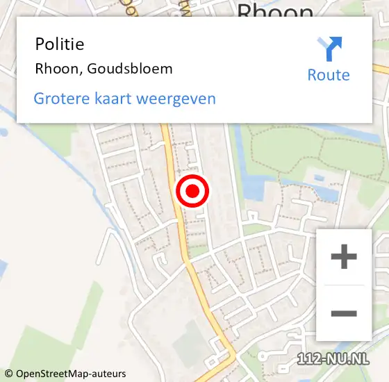 Locatie op kaart van de 112 melding: Politie Rhoon, Goudsbloem op 26 september 2024 20:09