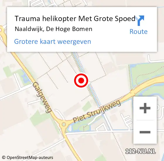 Locatie op kaart van de 112 melding: Trauma helikopter Met Grote Spoed Naar Naaldwijk, De Hoge Bomen op 26 september 2024 20:16