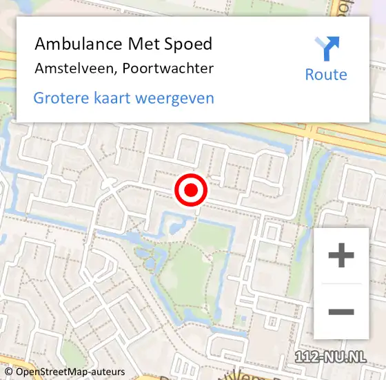 Locatie op kaart van de 112 melding: Ambulance Met Spoed Naar Amstelveen, Poortwachter op 26 september 2024 20:31