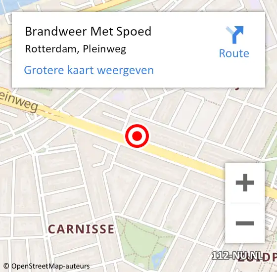 Locatie op kaart van de 112 melding: Brandweer Met Spoed Naar Rotterdam, Pleinweg op 26 september 2024 20:53