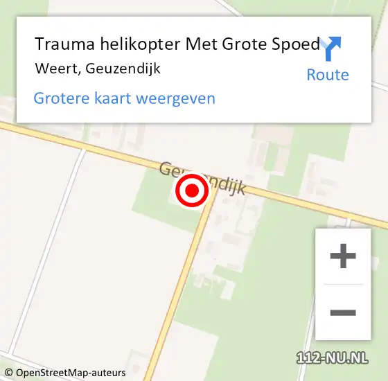 Locatie op kaart van de 112 melding: Trauma helikopter Met Grote Spoed Naar Weert, Geuzendijk op 26 september 2024 21:24