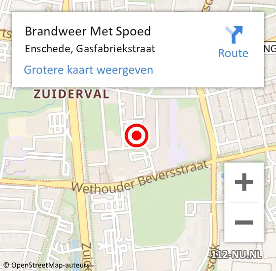 Locatie op kaart van de 112 melding: Brandweer Met Spoed Naar Enschede, Gasfabriekstraat op 26 september 2024 21:34