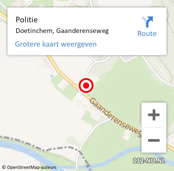 Locatie op kaart van de 112 melding: Politie Doetinchem, Gaanderenseweg op 26 september 2024 22:22