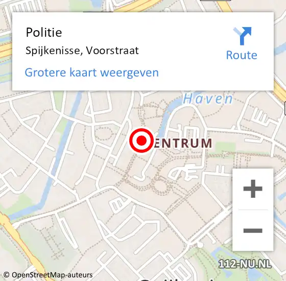 Locatie op kaart van de 112 melding: Politie Spijkenisse, Voorstraat op 26 september 2024 22:28