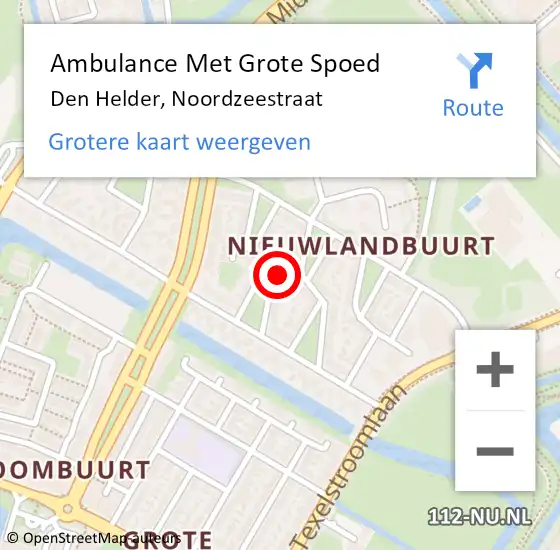 Locatie op kaart van de 112 melding: Ambulance Met Grote Spoed Naar Den Helder, Noordzeestraat op 26 september 2024 23:00