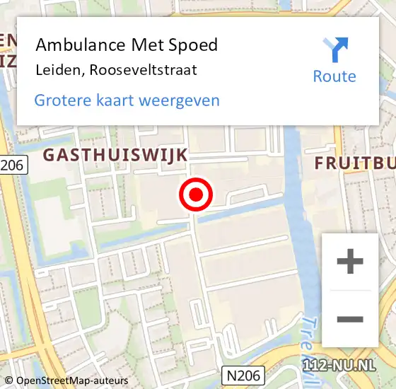 Locatie op kaart van de 112 melding: Ambulance Met Spoed Naar Leiden, Rooseveltstraat op 26 september 2024 23:06