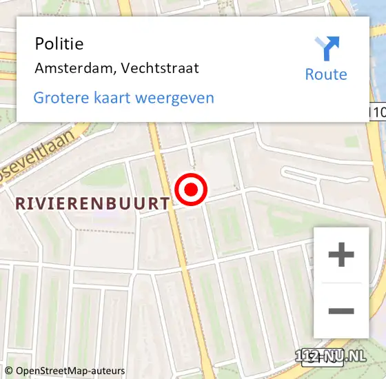 Locatie op kaart van de 112 melding: Politie Amsterdam, Vechtstraat op 26 september 2024 23:16