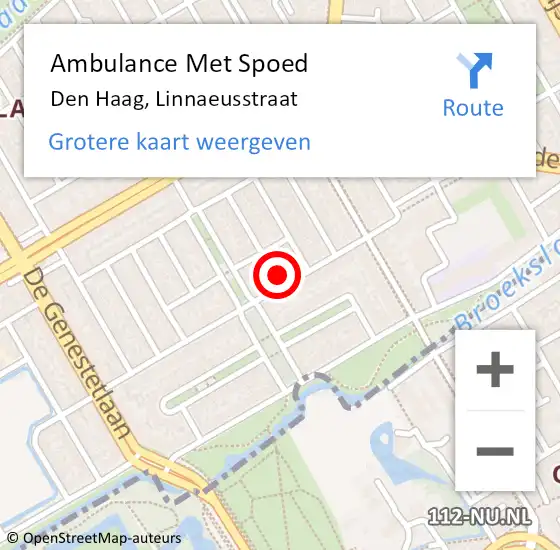 Locatie op kaart van de 112 melding: Ambulance Met Spoed Naar Den Haag, Linnaeusstraat op 26 september 2024 23:18