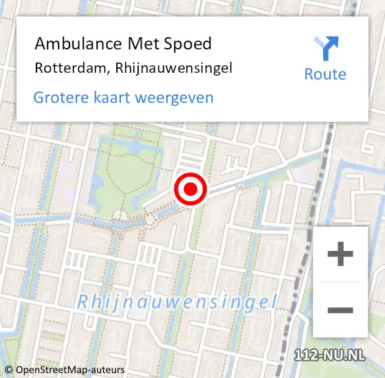 Locatie op kaart van de 112 melding: Ambulance Met Spoed Naar Rotterdam, Rhijnauwensingel op 26 september 2024 23:34