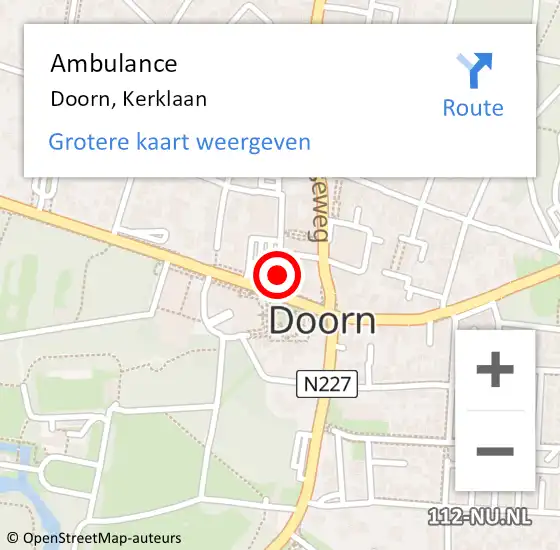 Locatie op kaart van de 112 melding: Ambulance Doorn, Kerklaan op 21 oktober 2014 13:31