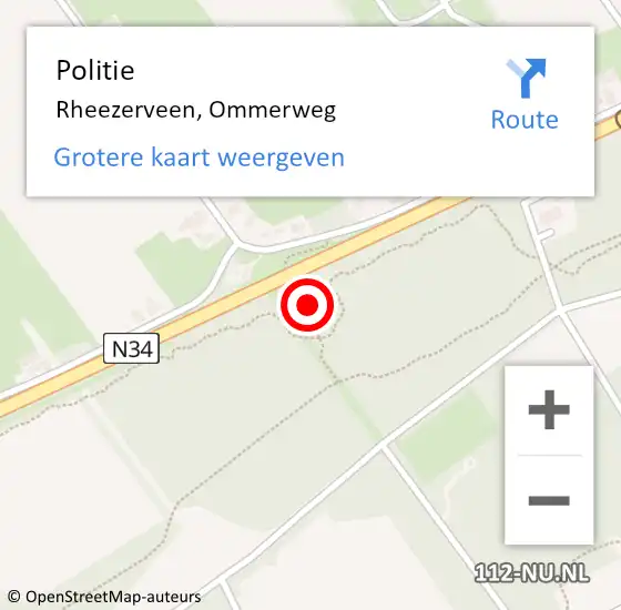 Locatie op kaart van de 112 melding: Politie Rheezerveen, Ommerweg op 26 september 2024 23:48