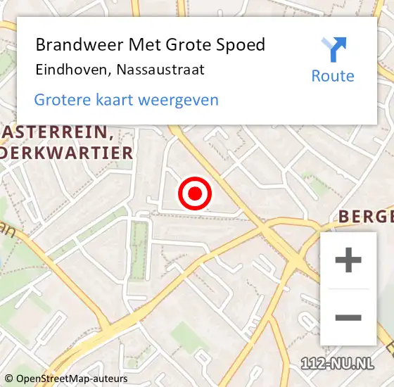 Locatie op kaart van de 112 melding: Brandweer Met Grote Spoed Naar Eindhoven, Nassaustraat op 26 september 2024 23:51