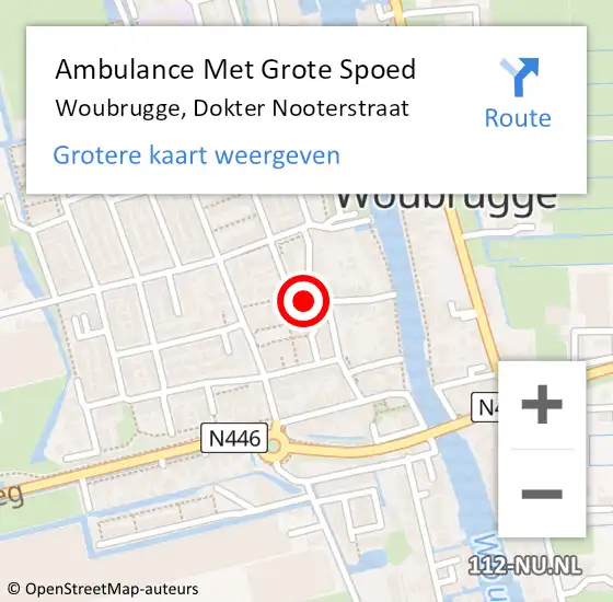 Locatie op kaart van de 112 melding: Ambulance Met Grote Spoed Naar Woubrugge, Dokter Nooterstraat op 26 september 2024 23:52