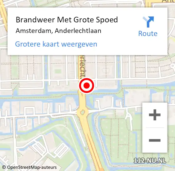 Locatie op kaart van de 112 melding: Brandweer Met Grote Spoed Naar Amsterdam, Anderlechtlaan op 26 september 2024 23:58