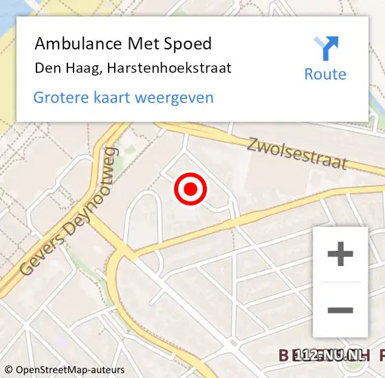 Locatie op kaart van de 112 melding: Ambulance Met Spoed Naar Den Haag, Harstenhoekstraat op 27 september 2024 00:14