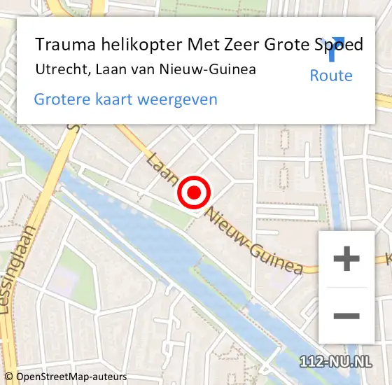 Locatie op kaart van de 112 melding: Trauma helikopter Met Zeer Grote Spoed Naar Utrecht, Laan van Nieuw-Guinea op 27 september 2024 00:25