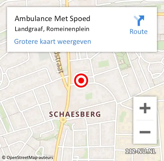 Locatie op kaart van de 112 melding: Ambulance Met Spoed Naar Landgraaf, Romeinenplein op 21 oktober 2014 13:34