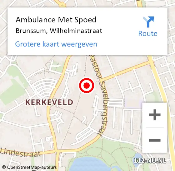 Locatie op kaart van de 112 melding: Ambulance Met Spoed Naar Brunssum, Wilhelminastraat op 21 oktober 2014 13:35