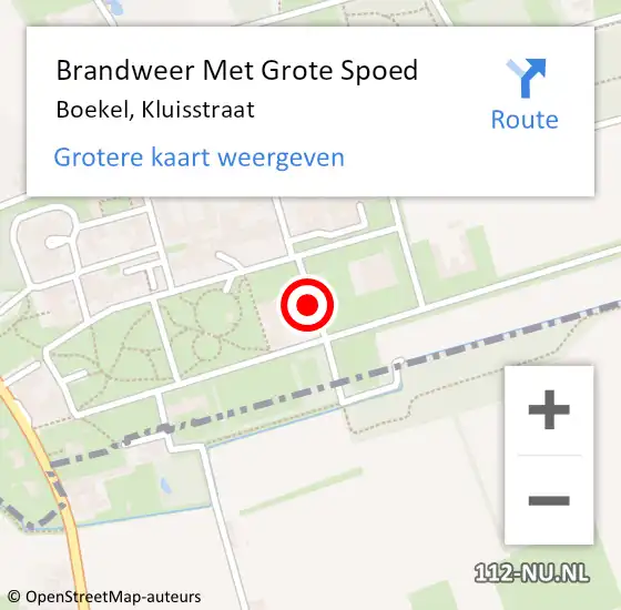 Locatie op kaart van de 112 melding: Brandweer Met Grote Spoed Naar Boekel, Kluisstraat op 27 september 2024 01:34