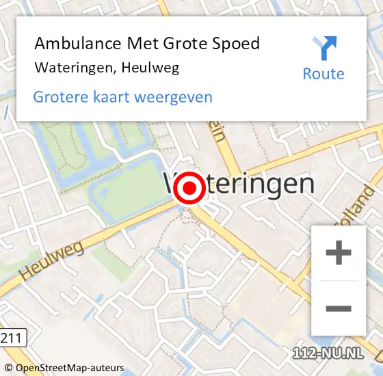 Locatie op kaart van de 112 melding: Ambulance Met Grote Spoed Naar Wateringen, Heulweg op 27 september 2024 01:46