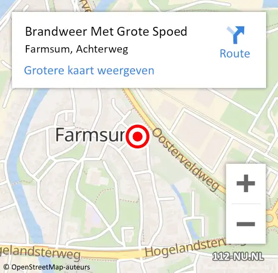 Locatie op kaart van de 112 melding: Brandweer Met Grote Spoed Naar Farmsum, Achterweg op 27 september 2024 02:01