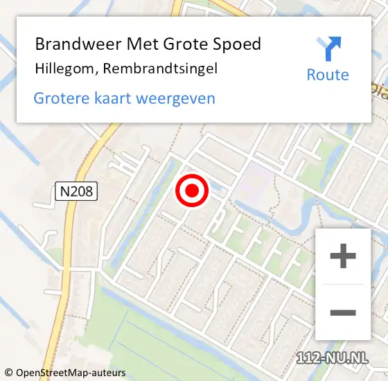 Locatie op kaart van de 112 melding: Brandweer Met Grote Spoed Naar Hillegom, Rembrandtsingel op 27 september 2024 02:23