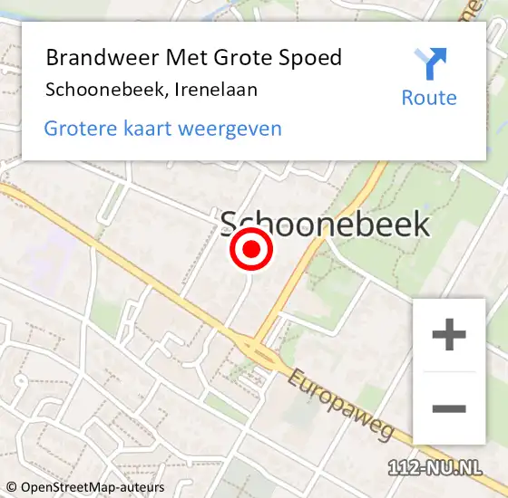 Locatie op kaart van de 112 melding: Brandweer Met Grote Spoed Naar Schoonebeek, Irenelaan op 27 september 2024 02:41